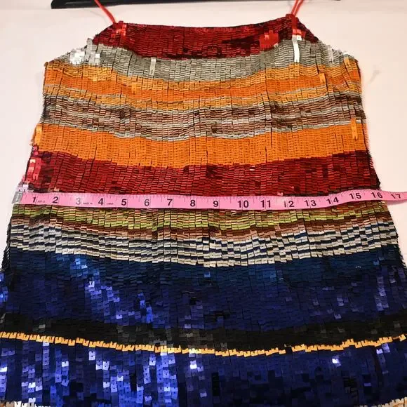 NWOT: Alice & Olivia Bridget Striped Sequins Rainbow Mini Dress - Picture 7 of 10